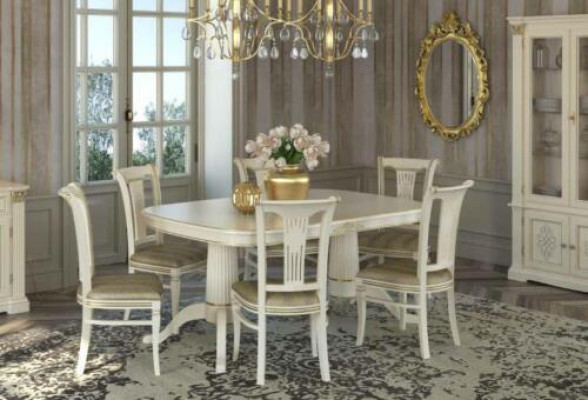 Establezca 4 sillas de comedor de diseño de grupo de muebles con respaldo de madera.