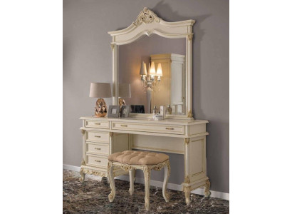 Tocador Barroco Rococó Consolas Mesas + Taburete Mesa de Maquillaje Tocador Madera Maciza