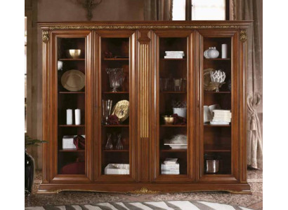 Vitrina de vidrio Mueble de pared Vitrinas Estantería Estilo barroco rococó Muebles de estilo italiano Madera maciza