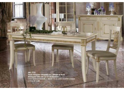 Mesa de comedor clásica de madera maciza con juego de comedor + conjunto de 4 sillas estilo barroco.