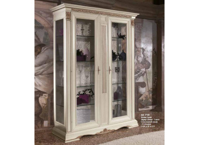 Vitrina de cristal armario de salón escaparate de 2 piezas estilo barroco rococó Italia madera maciza