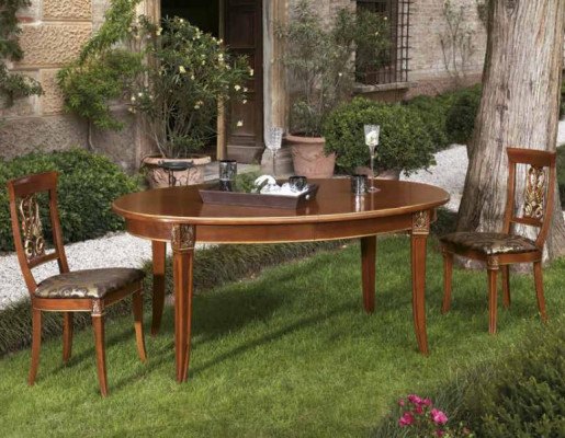 Mesa de comedor Mesa de madera Lujo Mesas Barroco Rococó Comedor Estilo antiguo Muebles de Italia