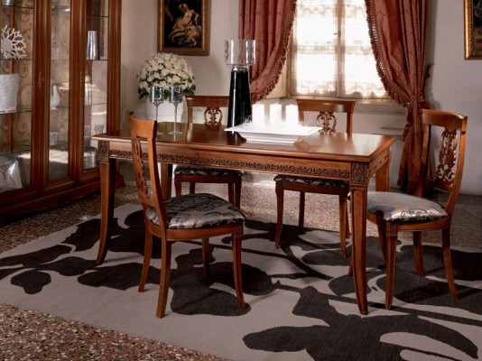 Mesa de comedor Grupo de mesas Comedor Sala de estar Madera Rococó Barroco Italia Muebles.