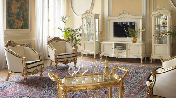 Clásico sillón individual Barroco Rococó italiano Muebles tapizados de una plaza