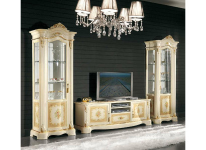 Sala de estar 2x vitrina Gabinete de pared Diseño de armario de TV Conjunto de vitrinas de 3 piezas Armario Nuevo
