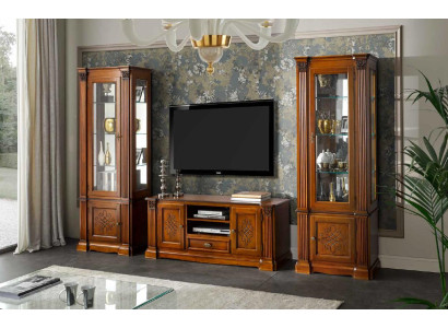 Clásico salón vitrina aparador RTV estante pared armario 3 piezas de madera maciza