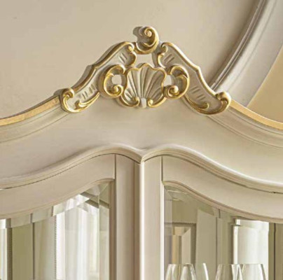 Vitrina armario Vitrinas Sala de estar Madera maciza Armarios Diseño Barroco Rococó Blanco nuevo