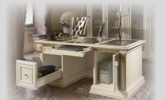 Escritorio Oficina Mesa Mesa de madera maciza de alta calidad Estilo barroco rococó antiguo 186x91cm Nuevo