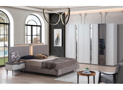 Dormitorio Set Moderno Cama 2x Mesita de Noche y Armario 4 piezas Nuevo