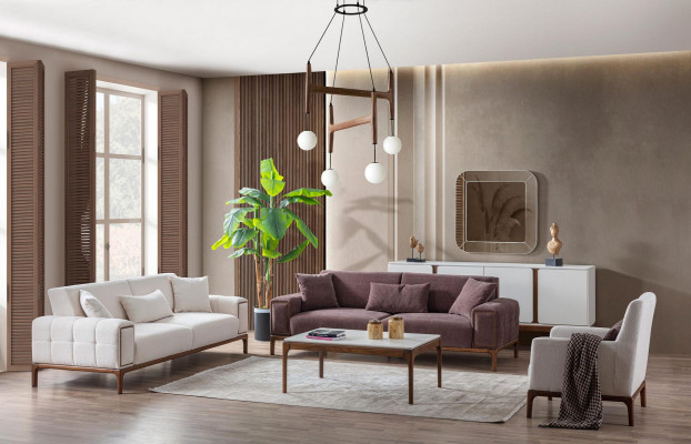 Conjunto de sofá de 3+3+1 plazas + mesa de centro, conjunto de 4 piezas, muebles tapizados sofá couch.