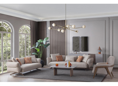 Lujo Juego de Sala Moderno de 4 piezas. Sofá de 4+3 plazas y mesa de centro nueva.