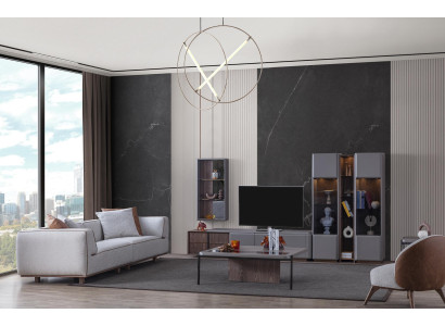 Juego de sala de estar de diseñador de 7 piezas. Moderno conjunto de sala de estar, armario de pared de sala de estar.