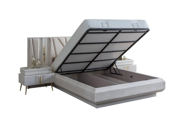 Set de dormitorio Cama de lujo 2x Mesita de noche Armario 4 piezas Muebles