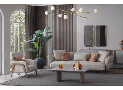 Juego de sala de lujo moderno de 4 piezas. Sofá de 4 plazas, sillón, mesa de centro conjunto