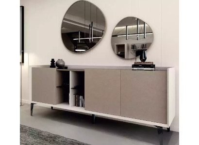 Mueble auxiliar de lujo y moderno para la sala de estar en color gris, cómoda nueva.