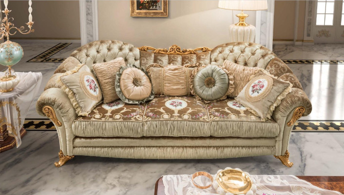 Sofá de salón de tres plazas, sofá, muebles de salón acolchados, sofás Bizzotto 3+2