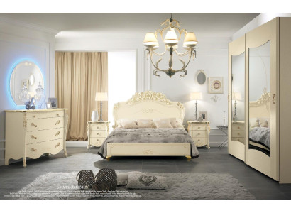 Conjunto de dormitorio Bizzotto cama mesita de noche cómoda espejo armario de 5 piezas.