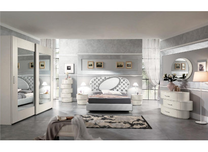 Juego de dormitorio de lujo de 7 piezas. Cama, mesita de noche, cómoda, espejo, armario. Nuevo.