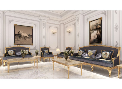 Conjunto de sofás de 6 piezas con sofá, sillón individual y mesa de centro, 2 mesas auxiliares.