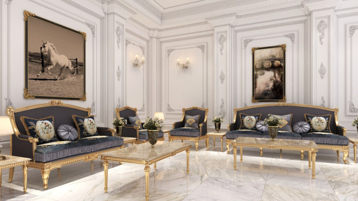 Conjunto de sofás de 6 piezas con sofá, sillón individual y mesa de centro, 2 mesas auxiliares.
