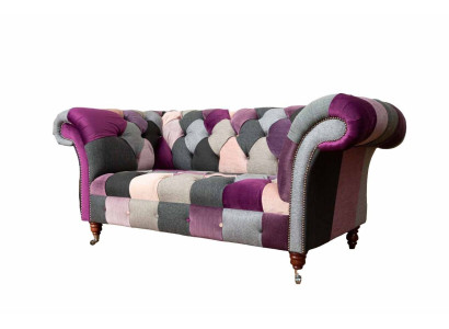 Sofá de tela Chesterfield Sofá Tapizado Diseño 2 plazas Sofás de tela gris