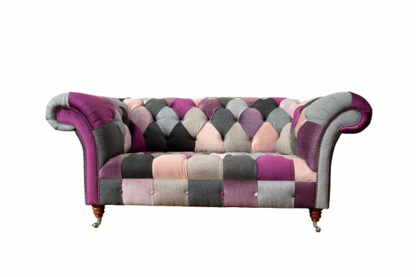 Sofá de tela Chesterfield Sofá Tapizado Diseño 2 plazas Sofás de tela gris