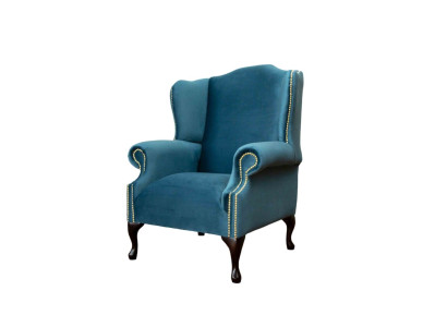 Sillón Chesterfield una plaza azul sofá tapizado mueble nuevo.
