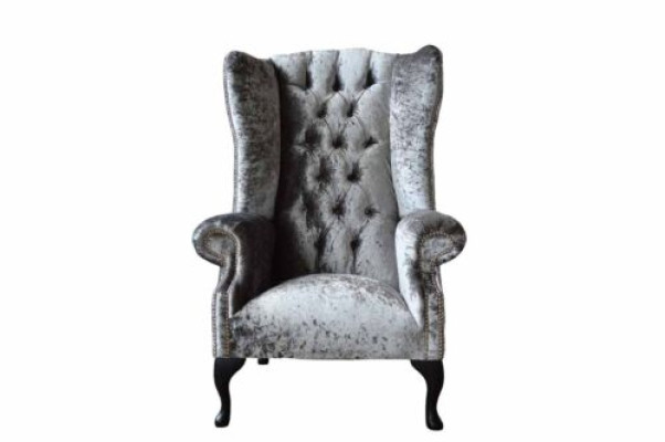Sillón Chesterfield Sillón Sofá 1 Plaza Gris Tela Textil Nuevo