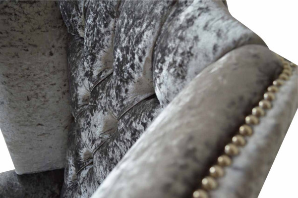 Sillón Chesterfield Sillón Sofá 1 Plaza Gris Tela Textil Nuevo