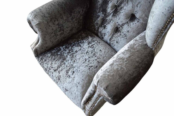 Sillón Chesterfield Sillón Sofá 1 Plaza Gris Tela Textil Nuevo
