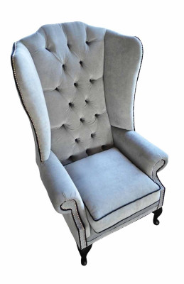 Sillón orejero Chesterfield 1 plaza sillón textil cojín sofá nuevo.