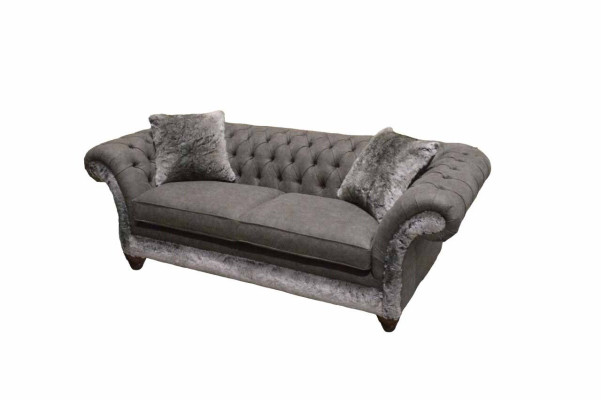 Sofá Chesterfield de 3 plazas, sofá tapizado clásico de tela.
