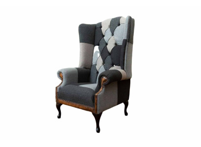 Chesterfield sillón de orejas sillón 1 asiento sofá sofá tapizado textil nuevo