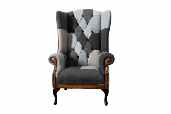 Chesterfield sillón de orejas sillón 1 asiento sofá sofá tapizado textil nuevo
