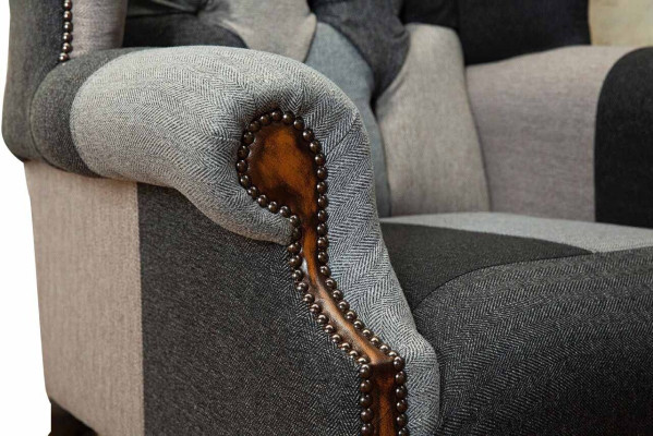 Chesterfield sillón de orejas sillón 1 asiento sofá sofá tapizado textil nuevo