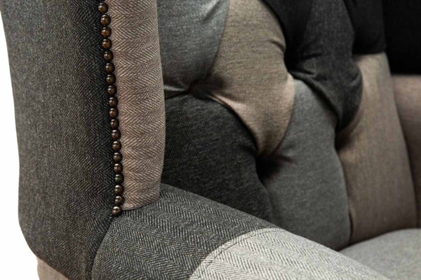 Chesterfield sillón de orejas sillón 1 asiento sofá sofá tapizado textil nuevo
