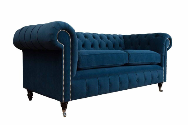 Sofá de 3 plazas Chesterfield tapizado en tela diseño nuevo.