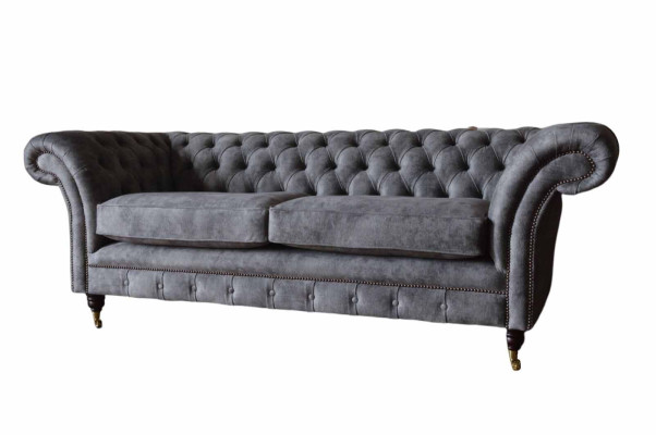 Diseño de sofá tapizado de 3 plazas de lujo clásico Chesterfield textiles