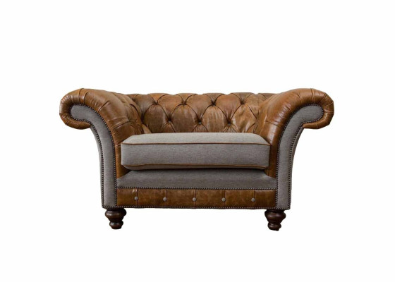 Diseño de sillón Chesterfield de 1 plaza, sofá de lujo clásico de tela.
