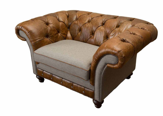 Diseño de sillón Chesterfield de 1 plaza, sofá de lujo clásico de tela.