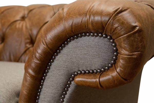 Diseño de sillón Chesterfield de 1 plaza, sofá de lujo clásico de tela.