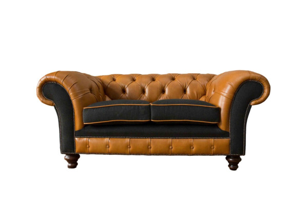 Sofá de cuero Chesterfield Sofá Sillón Tapizado 2 plazas Telas Sofás Sofacamas