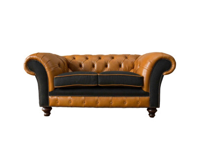 Sofá de cuero Chesterfield Sofá Sillón Tapizado 2 plazas Telas Sofás Sofacamas