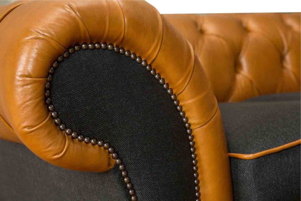 Sofá de cuero Chesterfield Sofá Sillón Tapizado 2 plazas Telas Sofás Sofacamas