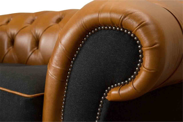 Sofá de cuero Chesterfield Sofá Sillón Tapizado 2 plazas Telas Sofás Sofacamas