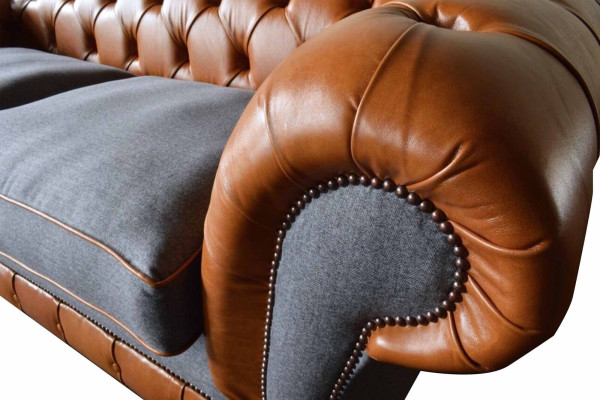 Sofá de lujo de cuero Chesterfield Sofá Cojines 3 plazas Diseño Nuevo