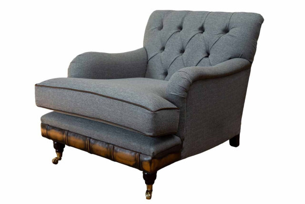 Sillón orejero asiento tela de lujo salón clásico chesterfield