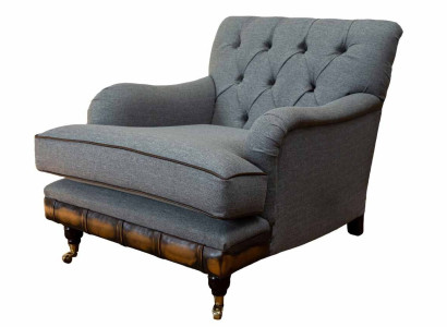 Sillón orejero asiento tela de lujo salón clásico chesterfield