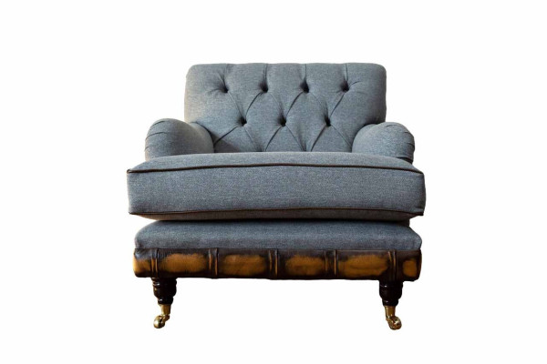 Sillón orejero asiento tela de lujo salón clásico chesterfield