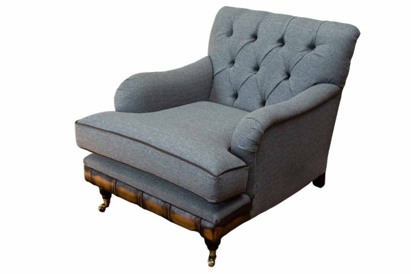 Sillón orejero asiento tela de lujo salón clásico chesterfield